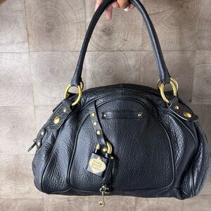 Vintage Juicy Couture Bowler Bag Key Lock Black & Gold Studded Handbag
